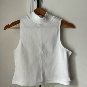 Everlane organic cotton ribbed mockneck crop tank white S